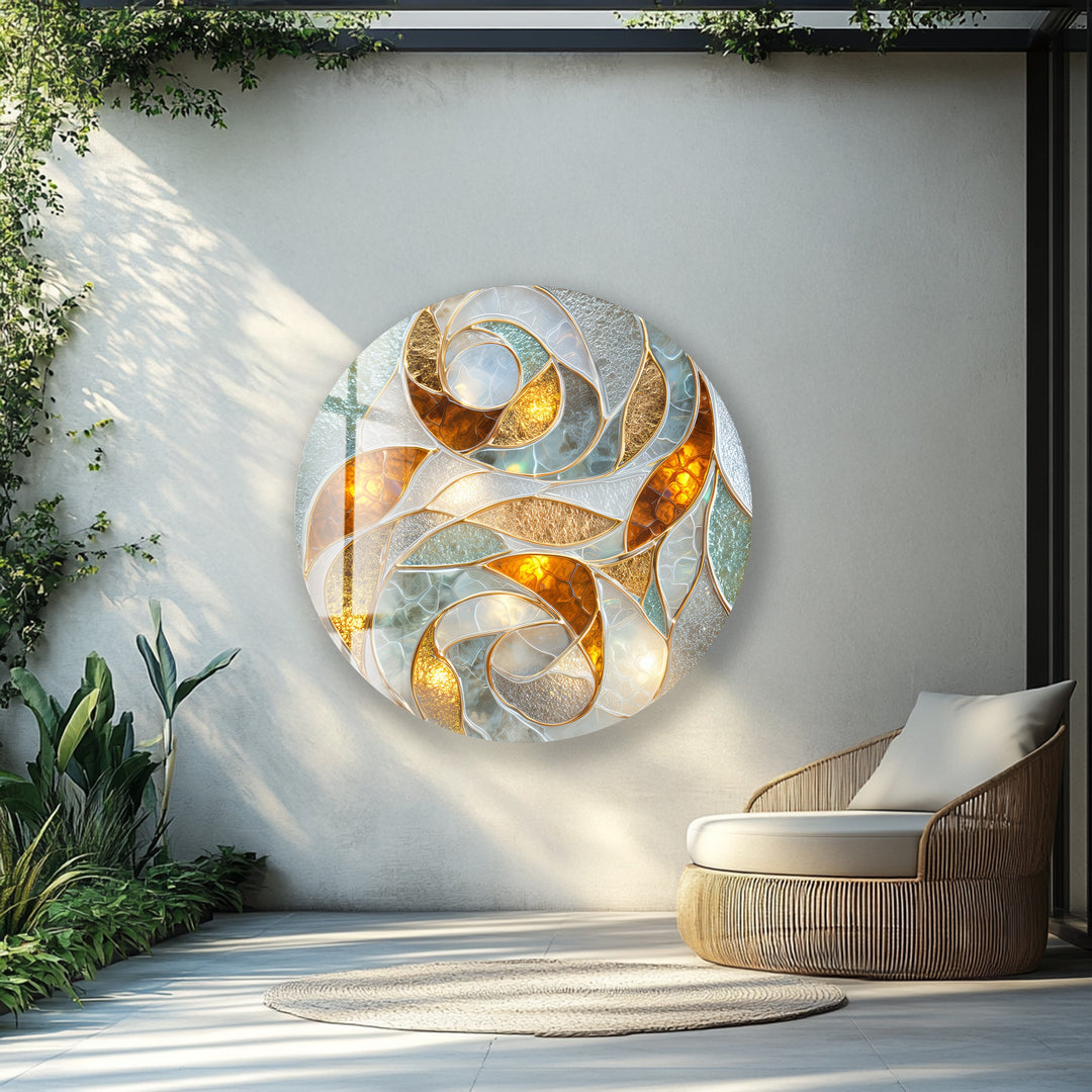 Abstract Swirl Design – Round Glass Wall Art