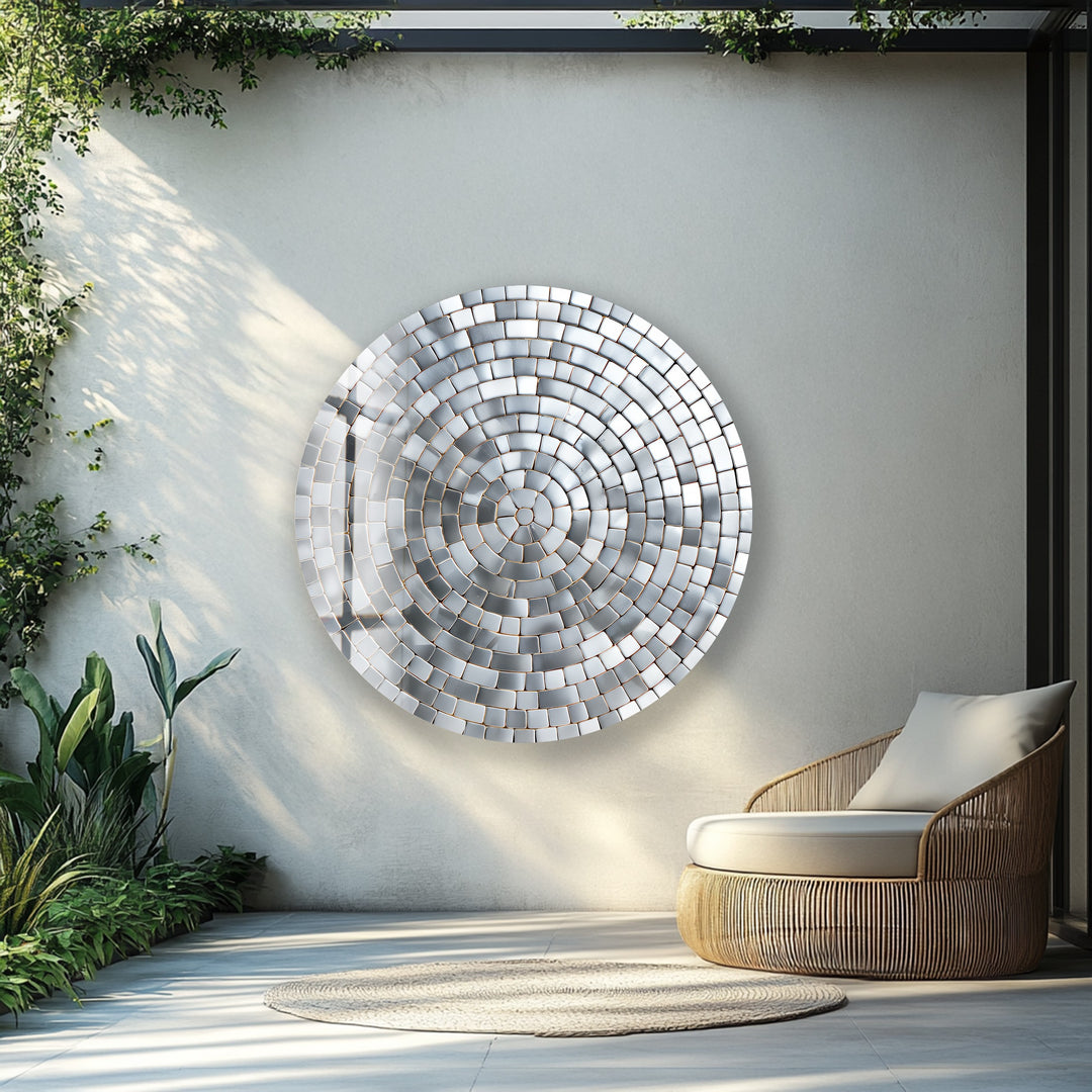 Steel Ripple – Round Glass Wall Art
