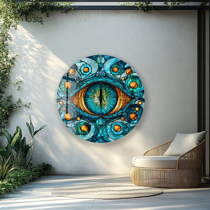Serpent's Gaze – Round Glass Wall Art