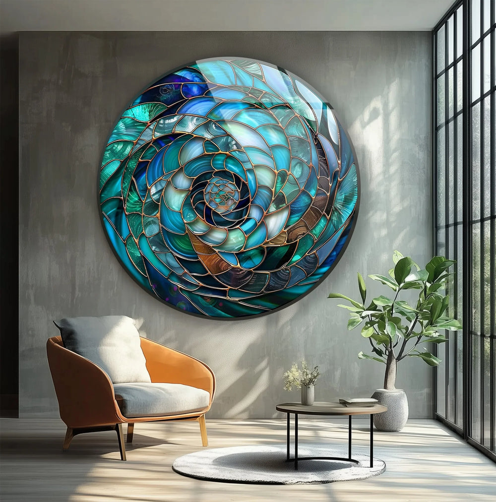 Ocean Vortex Spiral – Round Glass Wall Art - MyPhotoStation