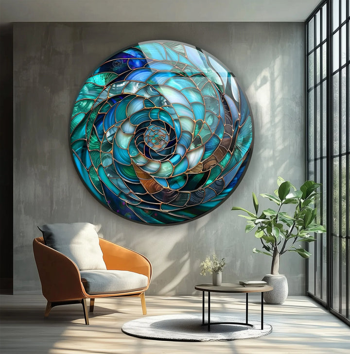 Ocean Vortex Spiral – Round Glass Wall Art - MyPhotoStation