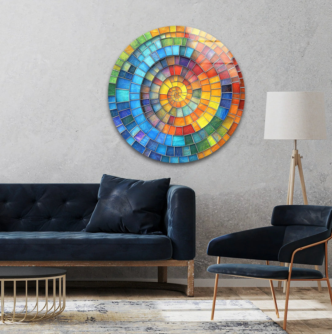 Prismatic Spiral Glow – Round Glass Wall Art - MyPhotoStation