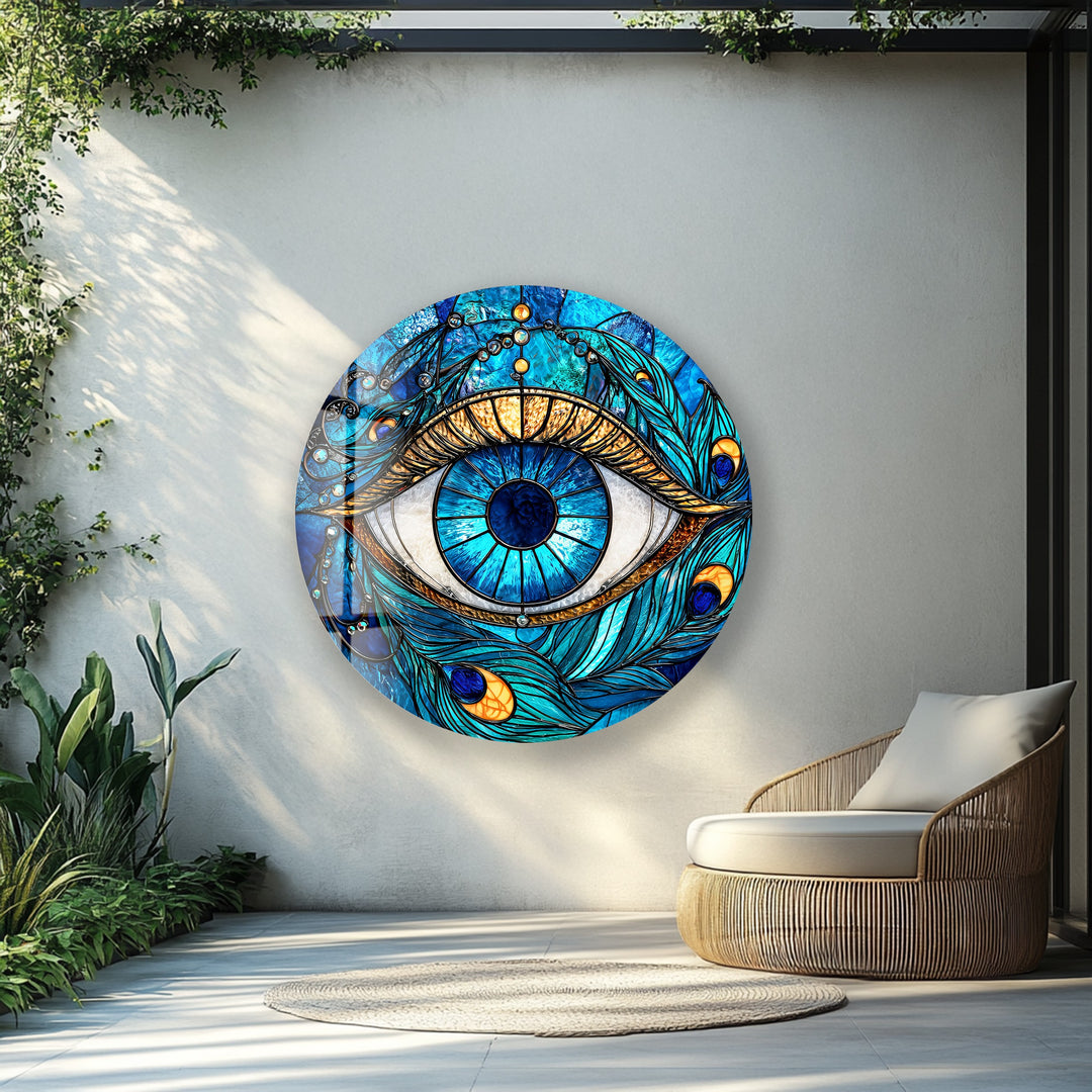 Mystic Eye Radiance – Round Glass Wall Art