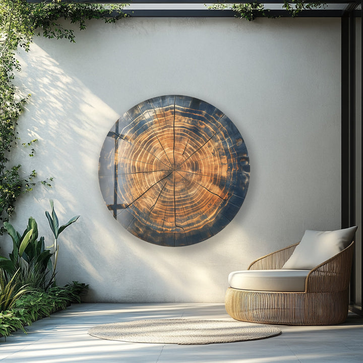 Modern wood texture circular wall art