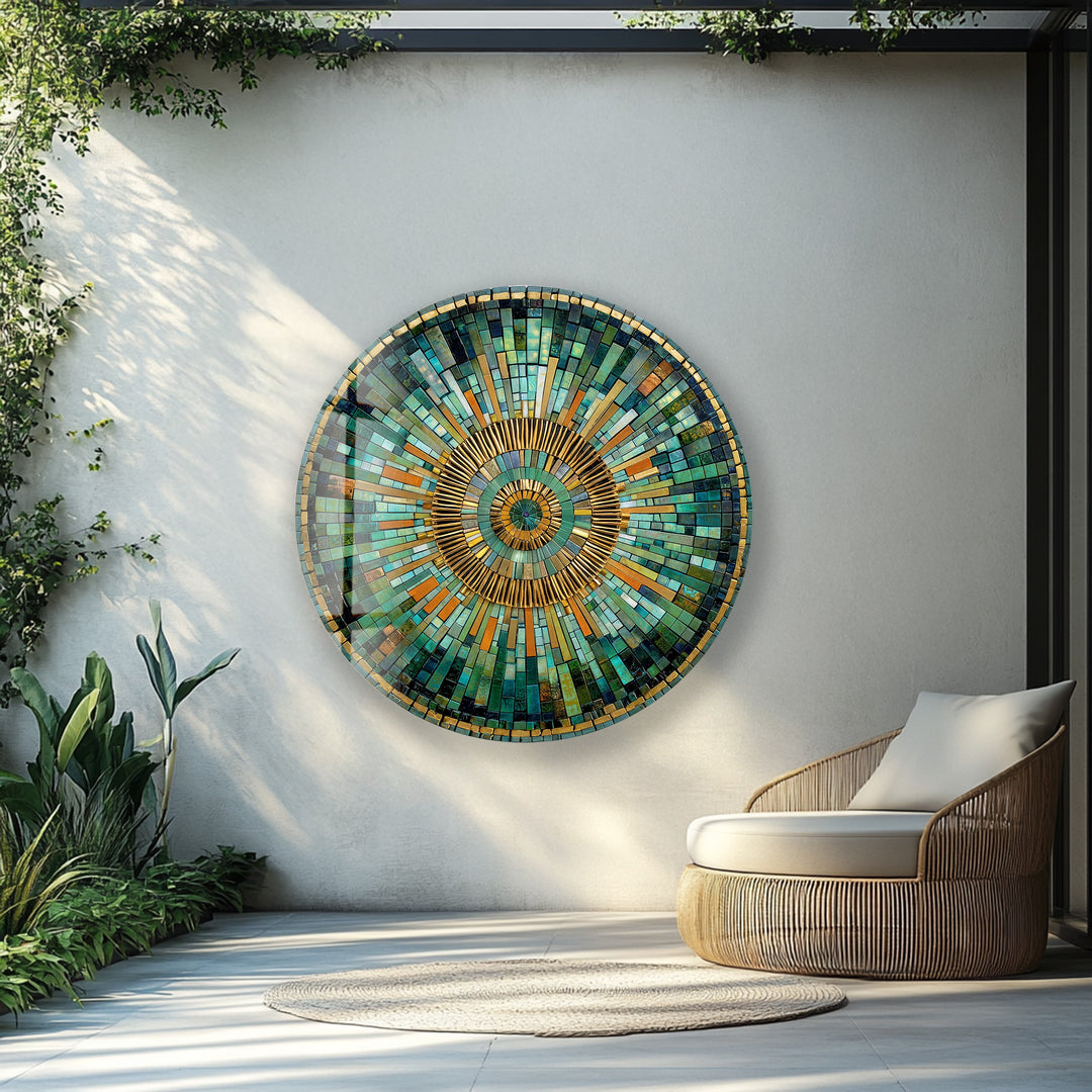 Amber green circular glass wall décor