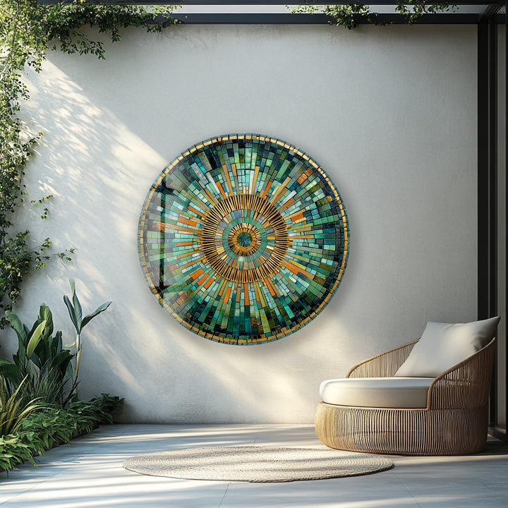 Amber green circular glass wall décor