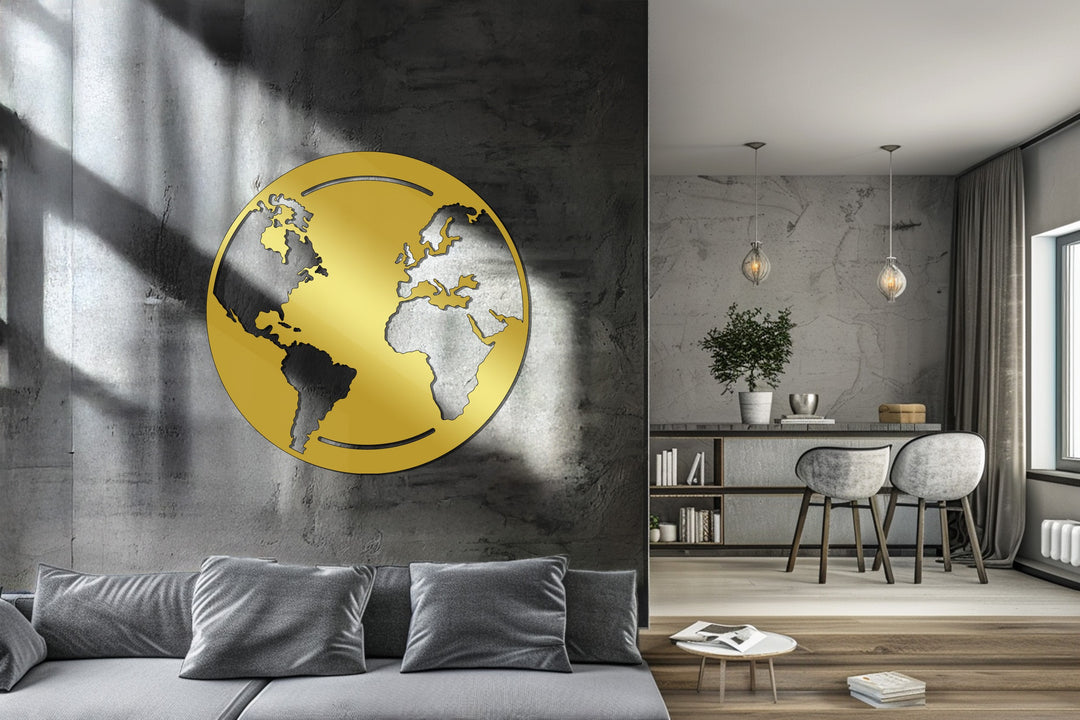 Black globe metal wall decoration