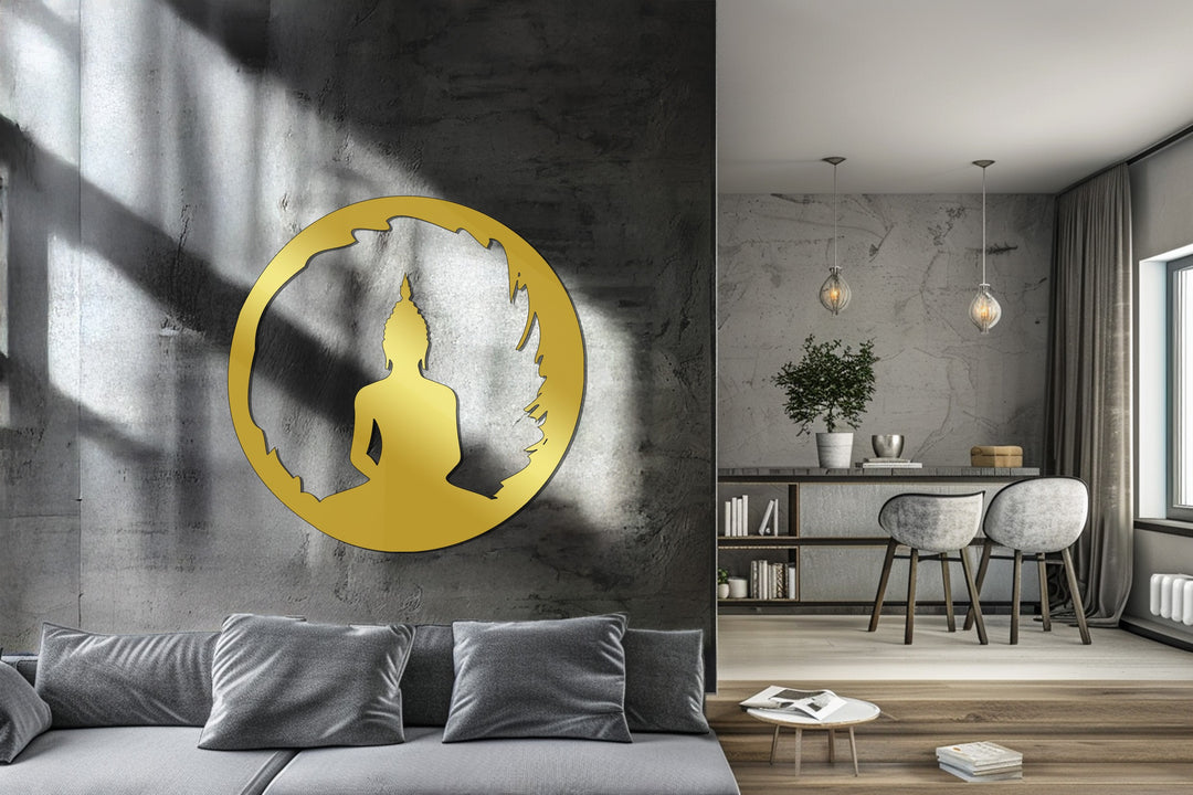 Round Buddha Silhouette – Spiritual Meditation Metal Wall Art