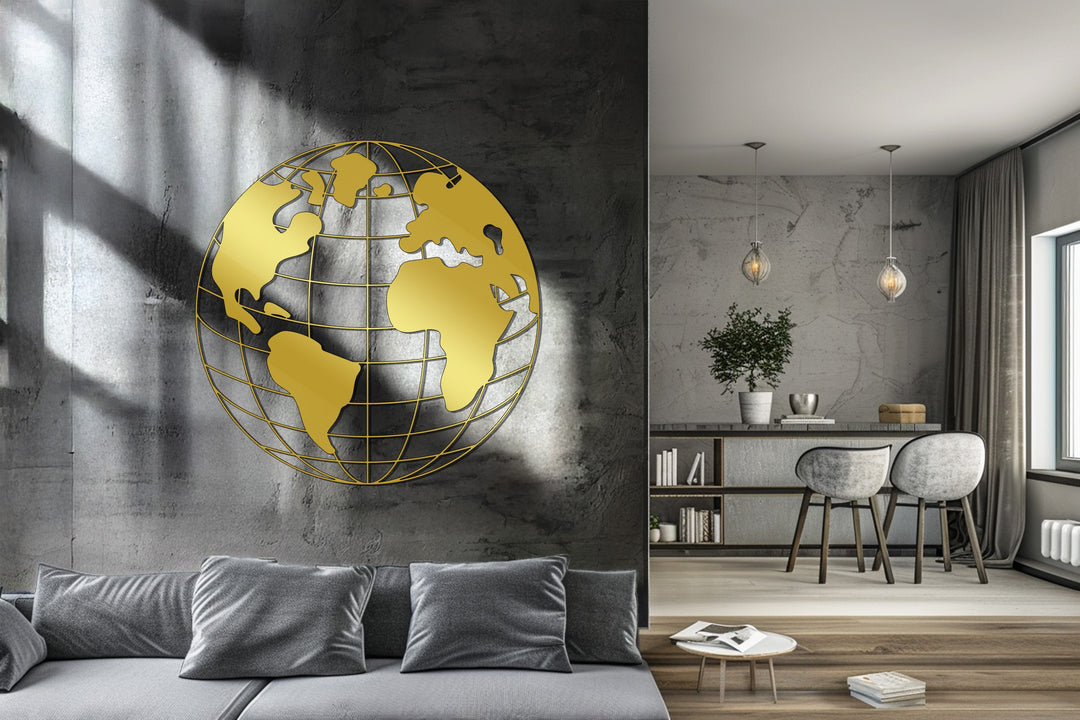 3D globe metal wall art design
