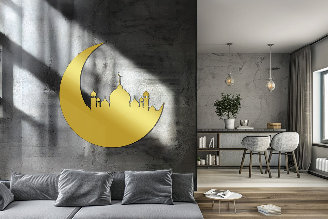 Mondblüte – Mond und Lotusblume Metall Wandbilder