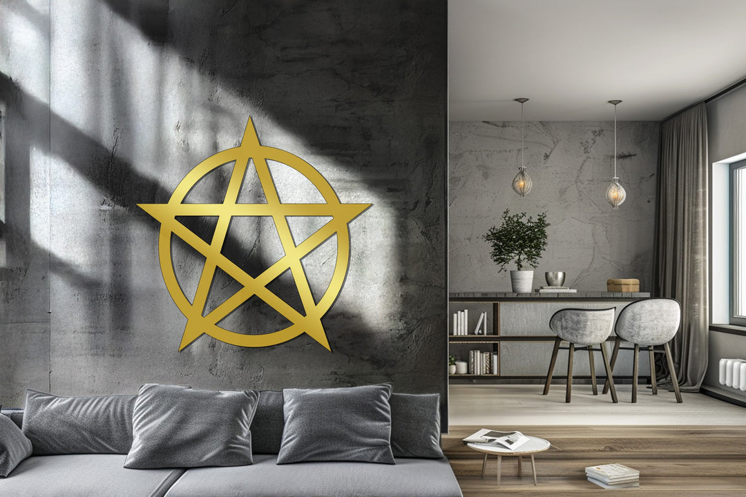 Black circle pentagram spiritual wall art