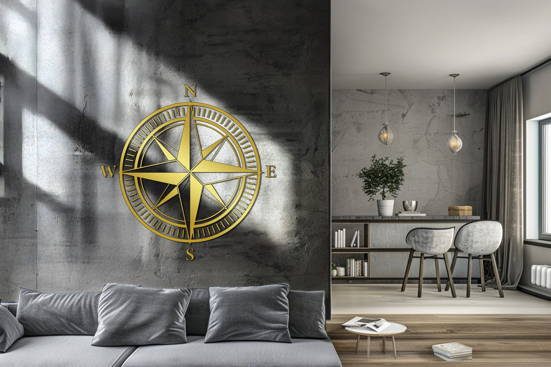 Travel-inspired compass wall art decoration