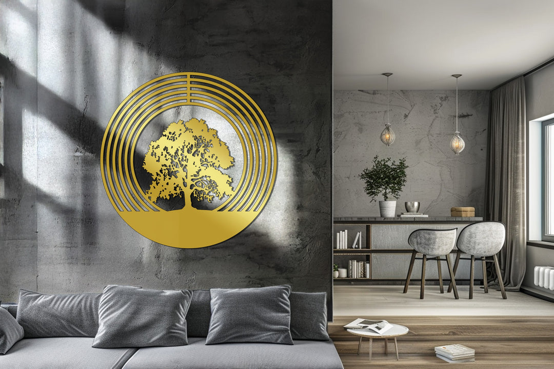 Arbre de Vie Sacré–Circulaire Moderne Décoration Murale Métal