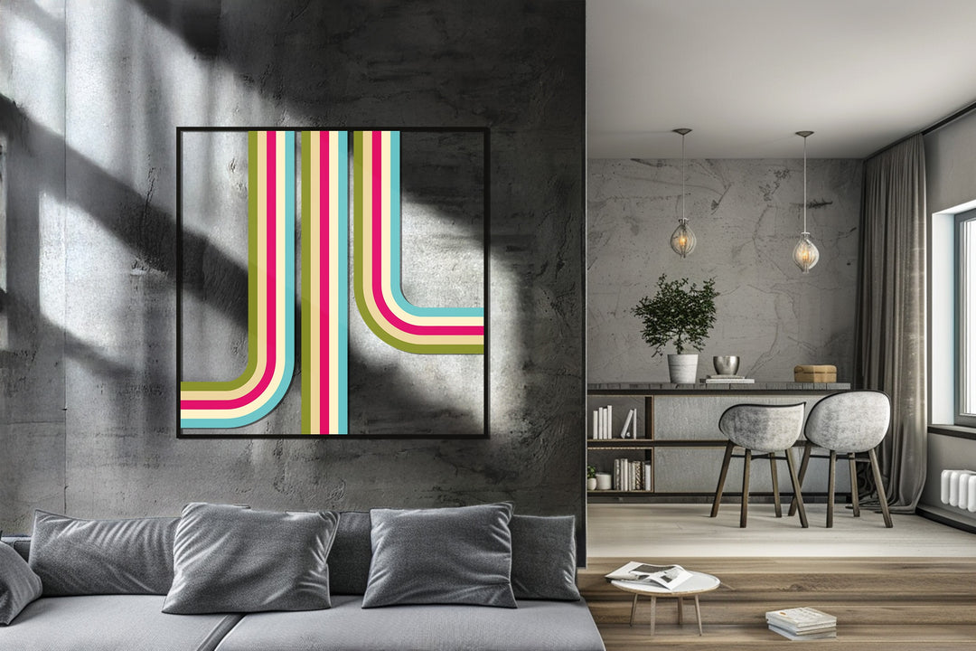 Retro Lines Metal Wall Art – Colorful Geometric Modern Home Decor