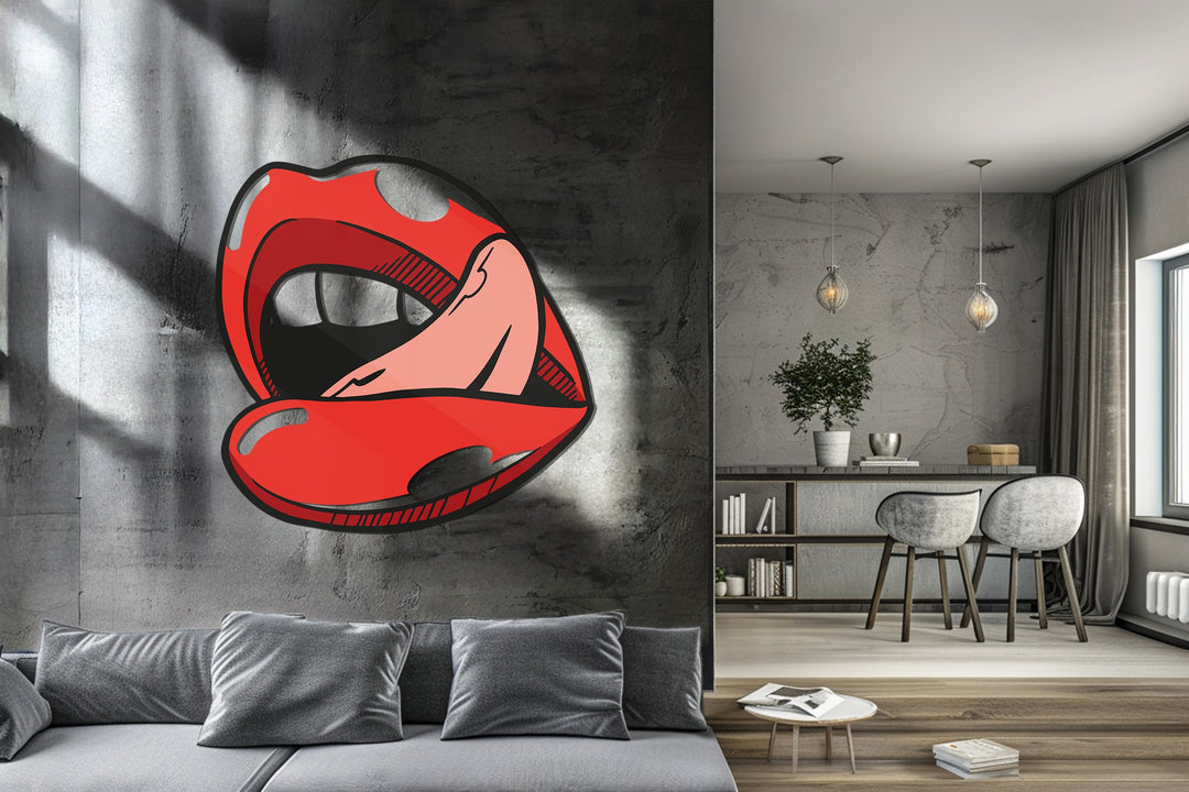 Red Lips Metal Wall Art – Pop Art Lip Design Modern Wall Decor