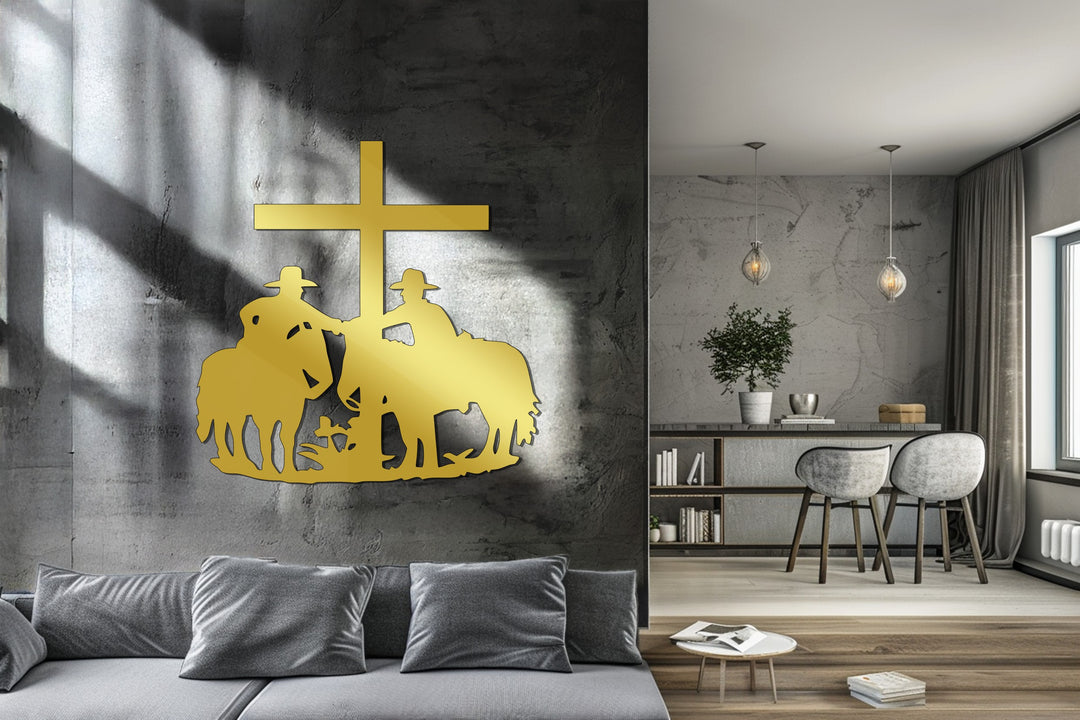 Cowboys at the Cross – Western Christian Metal Wall Art