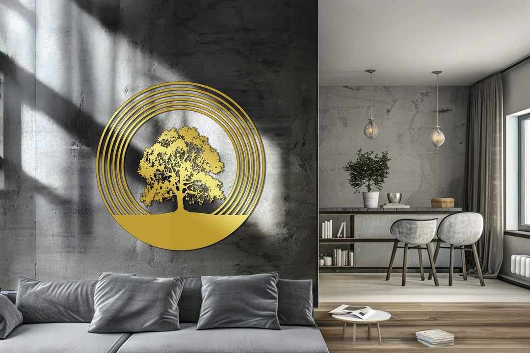 Sacred Tree of Life – Modern Circular Metal Wall Art