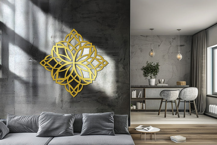 Intricate black metal mandala artwork for interiors