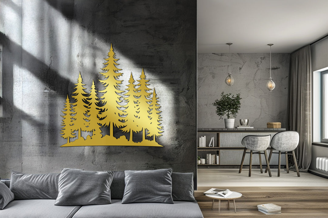 Pine Forest Metal Wall Art – Nature Inspired Home Décor