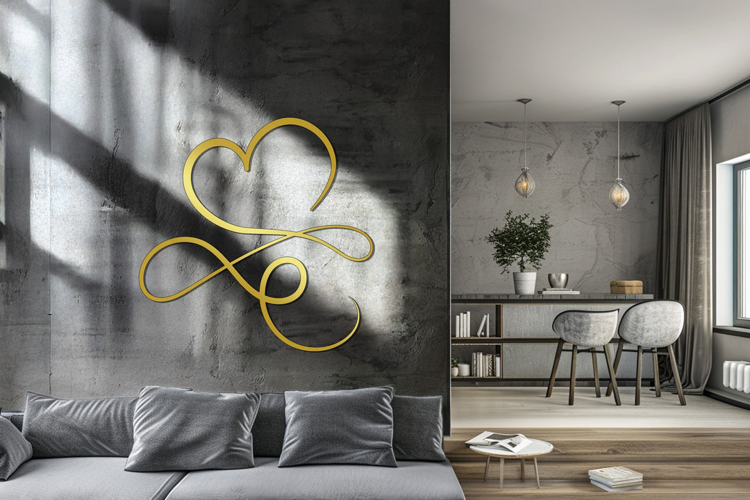 Heart & Infinity – Minimalist Love Symbol Metal Wall Art