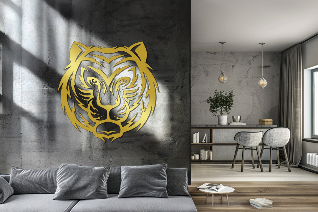 Geometric Tiger Metal Wall Art – Bold Modern Design