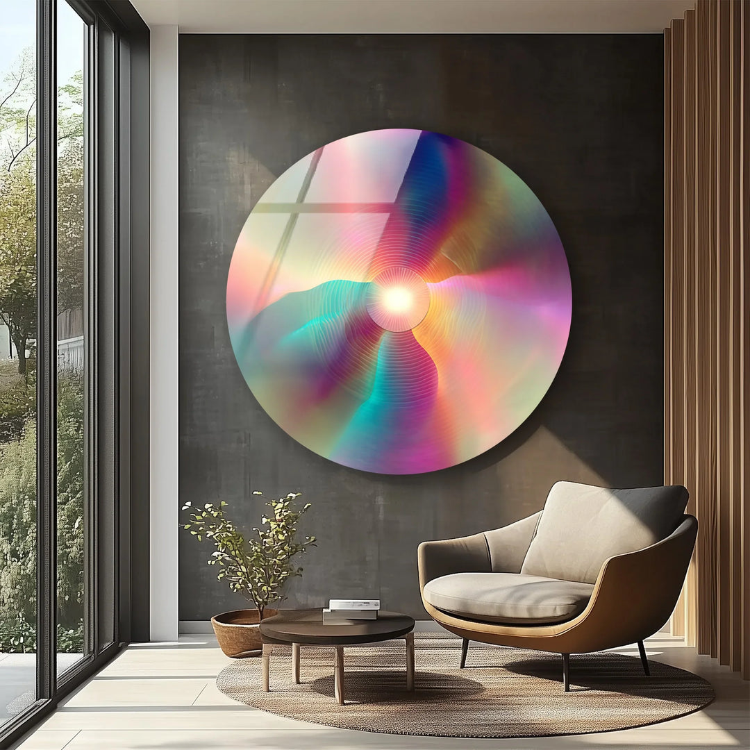 Iridescent Glow – Round Glass Wall Art - MyPhotoStation