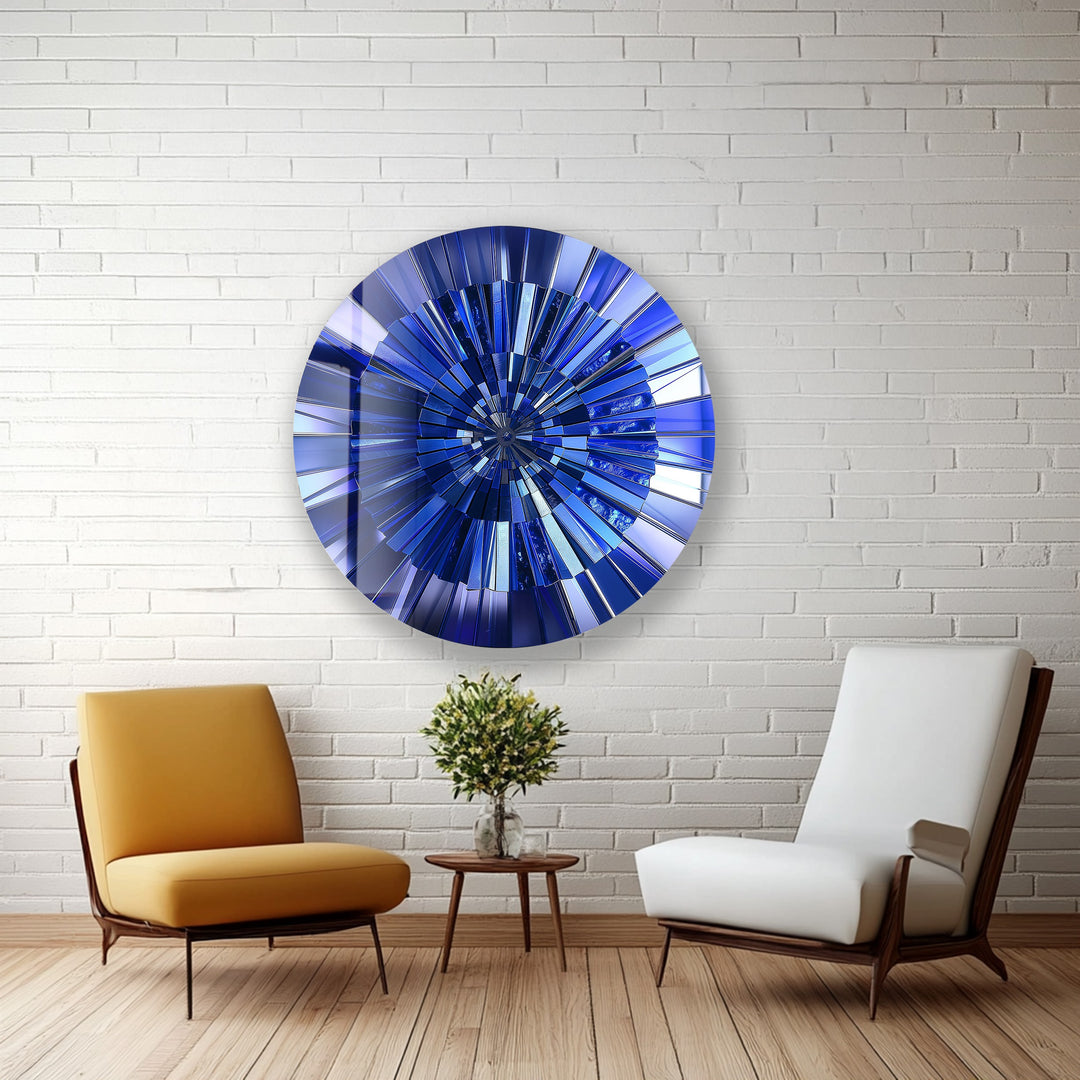 Blue Radiance – Deep Sapphire Round Glass Wall Art