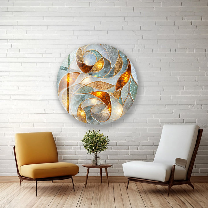 Abstract Swirl Design – Round Glass Wall Art