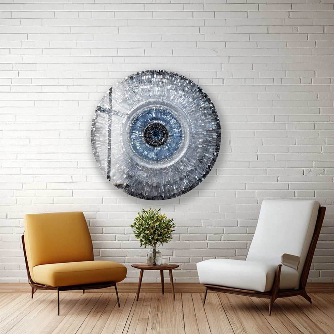 Abstract Crystal Mosaic Eye – Round Glass Wall Art