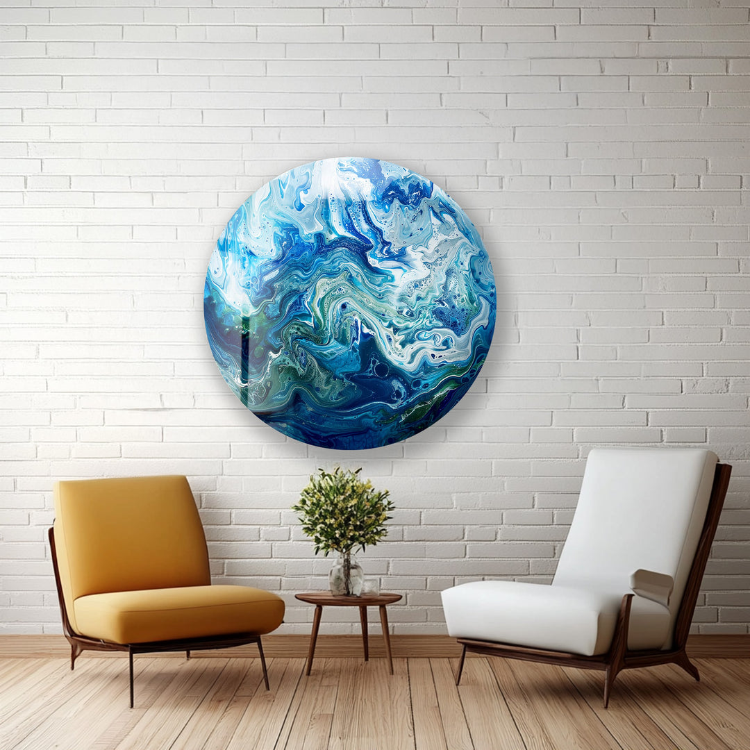 Ocean wave-inspired abstract glass art