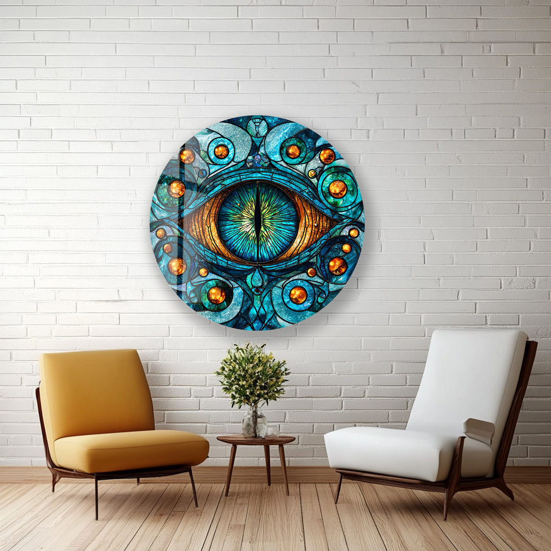 Serpent's Gaze – Round Glass Wall Art