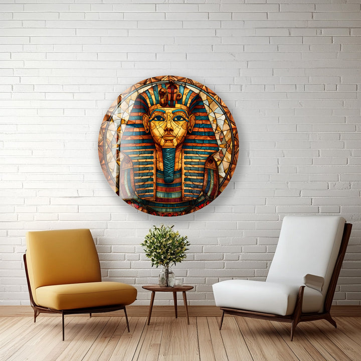 Pharaoh’s Gaze – Round Glass Wall Art