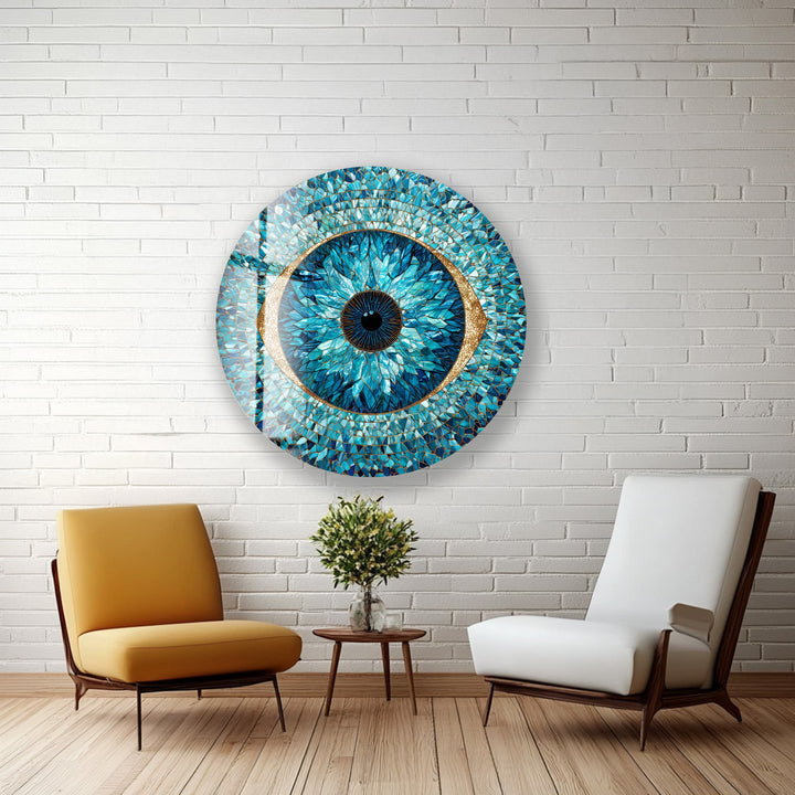 Guardian Iris – Round Glass Wall Art