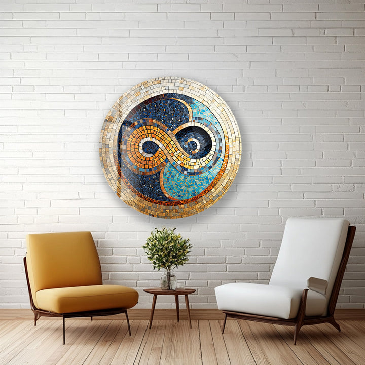 Infinite Balance – Mosaic Mandala Design Round Glass Wall Art