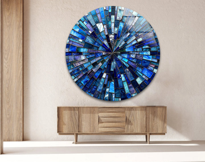 Radiant Mosaic Burst – Round Glass Wall Art - MyPhotoStation