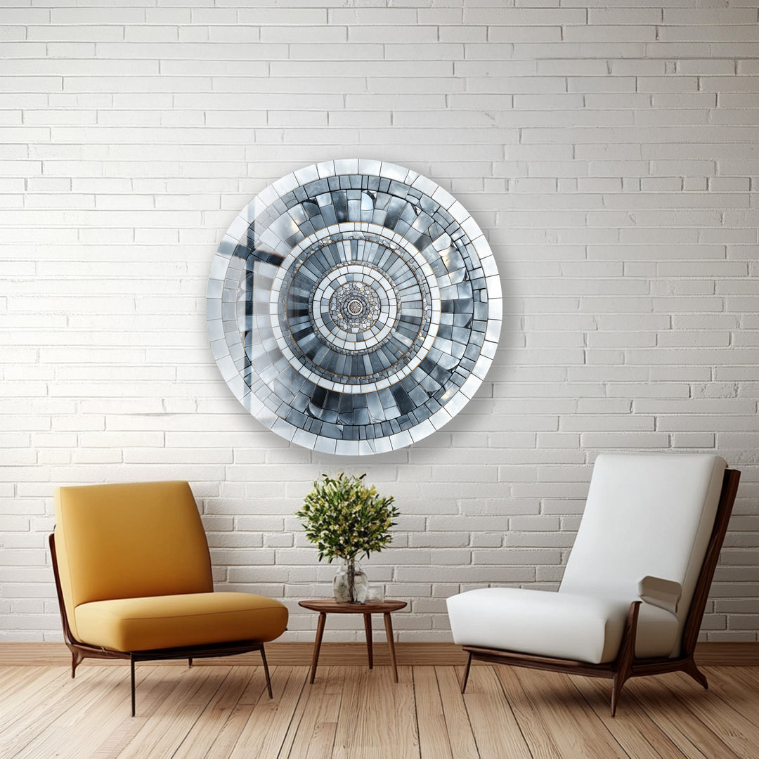 Arctic Labyrinth – Round Glass Wall Art