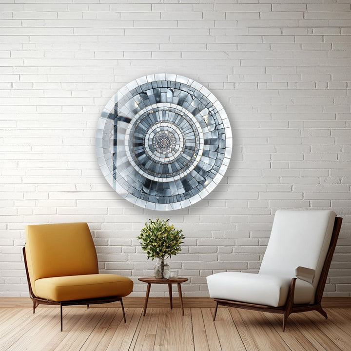 Arctic Labyrinth – Round Glass Wall Art