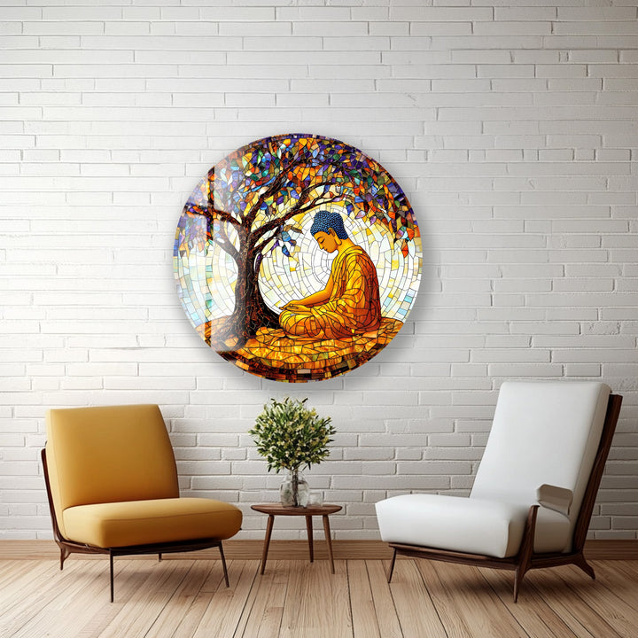 Beneath the Bodhi – Round Glass Wall Art
