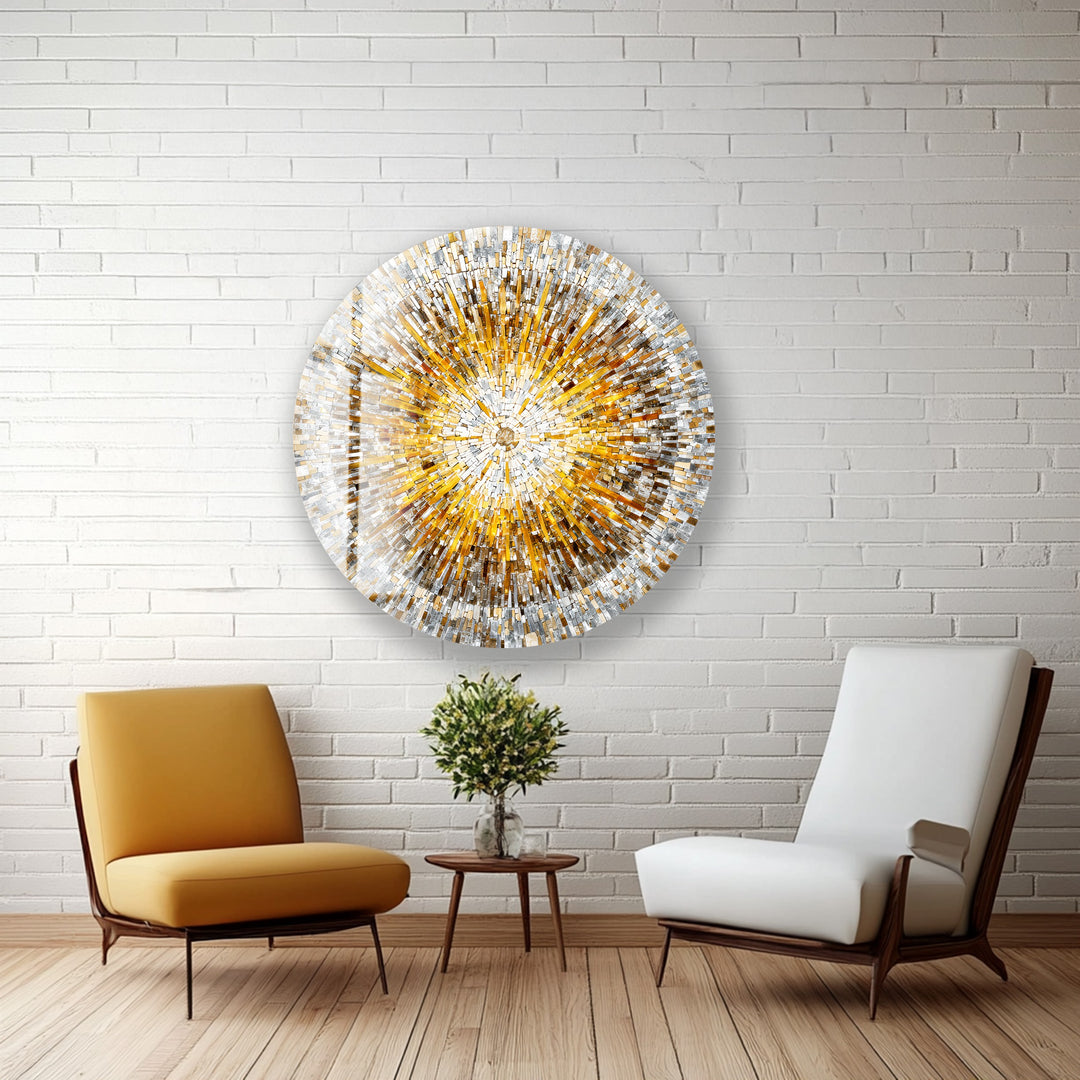 Sunbeam Mosaic Design  – Round Glass Wall Art