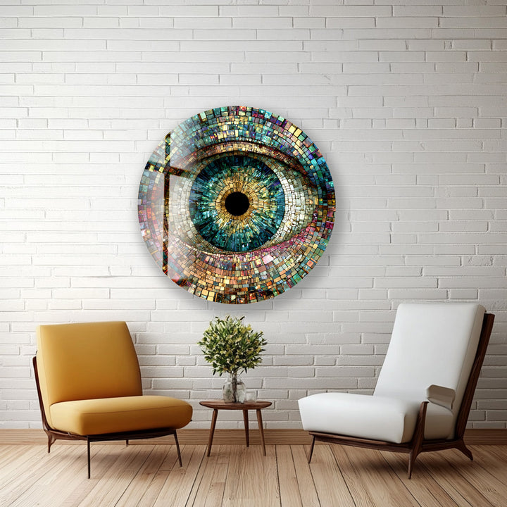 Multicolor Mosaic Pattern – Round Glass Wall Art