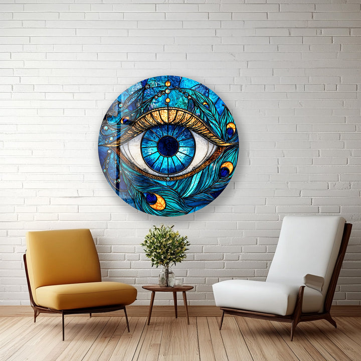 Mystic Eye Radiance – Round Glass Wall Art