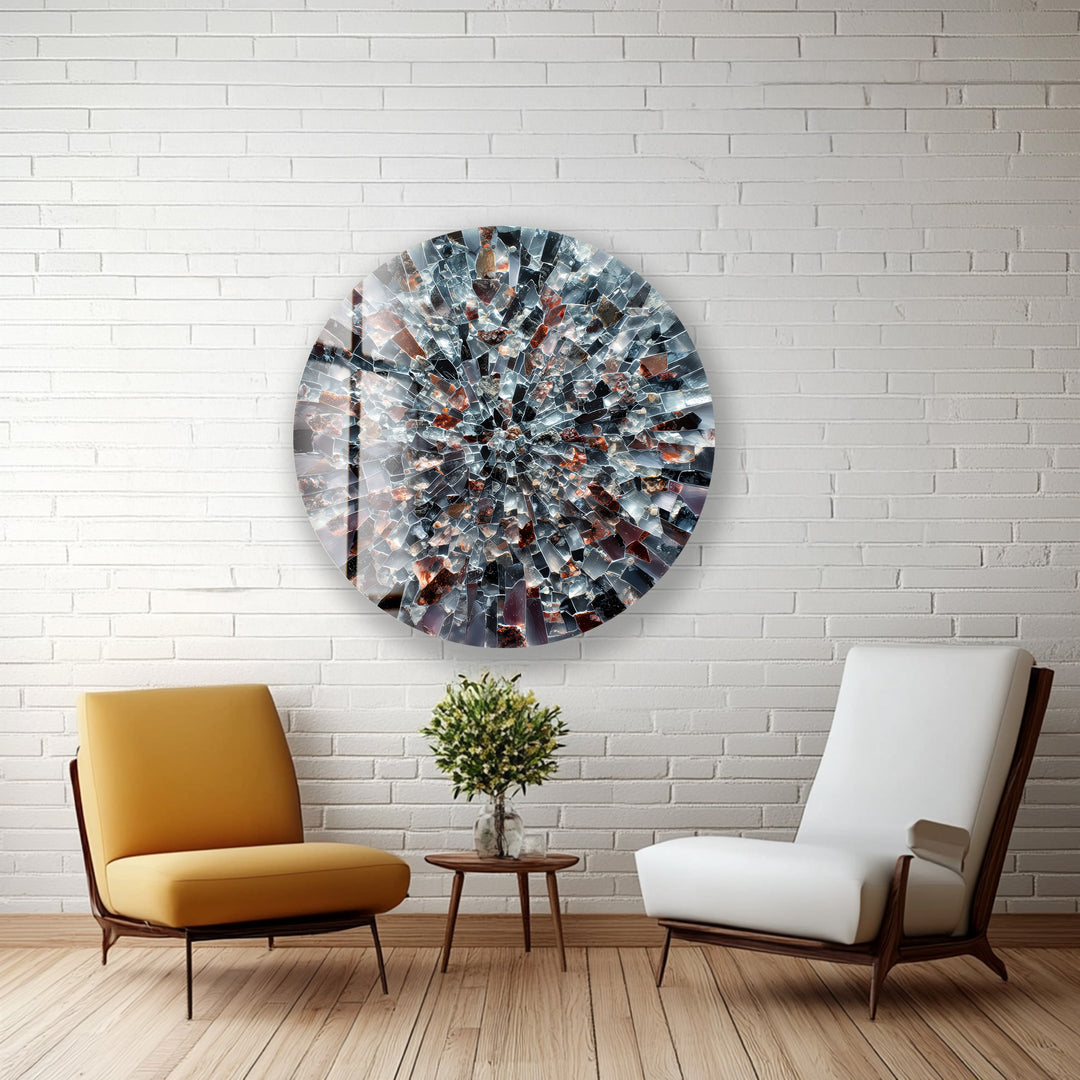Obsidian Starburst – Round Glass Wall Art
