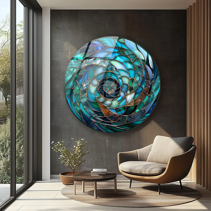 Ocean Vortex Spiral – Round Glass Wall Art - MyPhotoStation