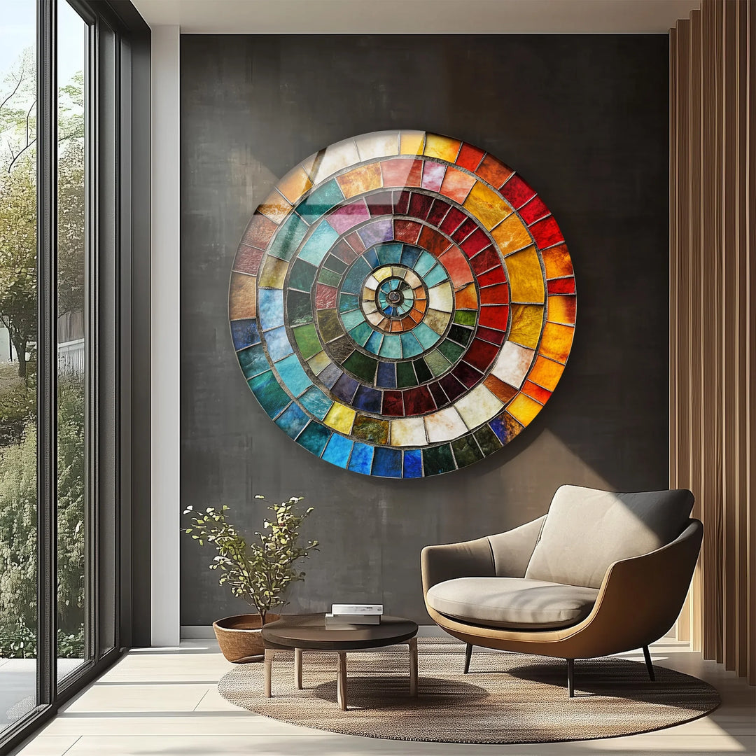 Color Wheel Mosaic Round Glass Wall Art - MyPhotoStation