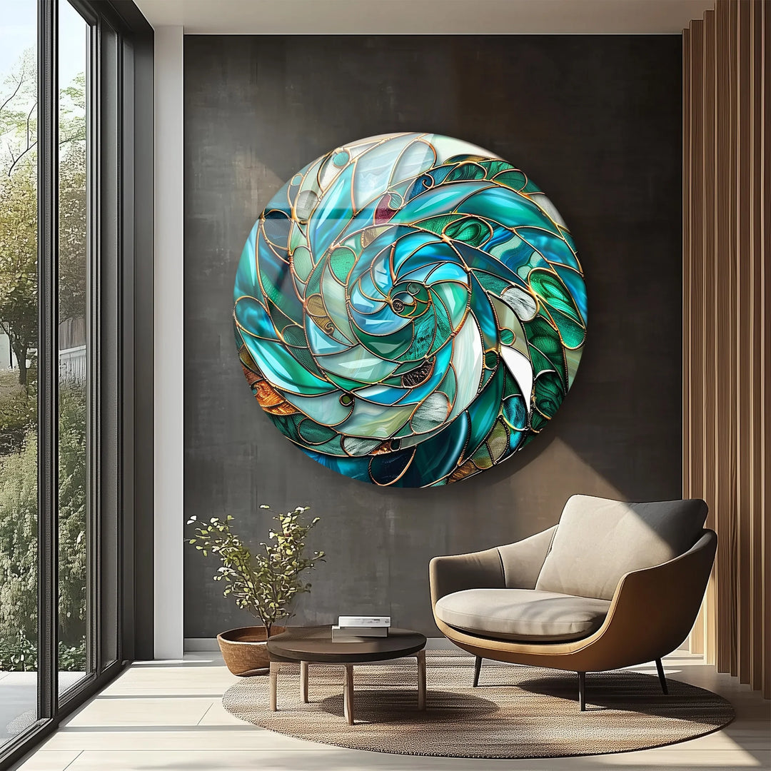 Verdant Vortex Spiral – Round Glass Wall Art - MyPhotoStation