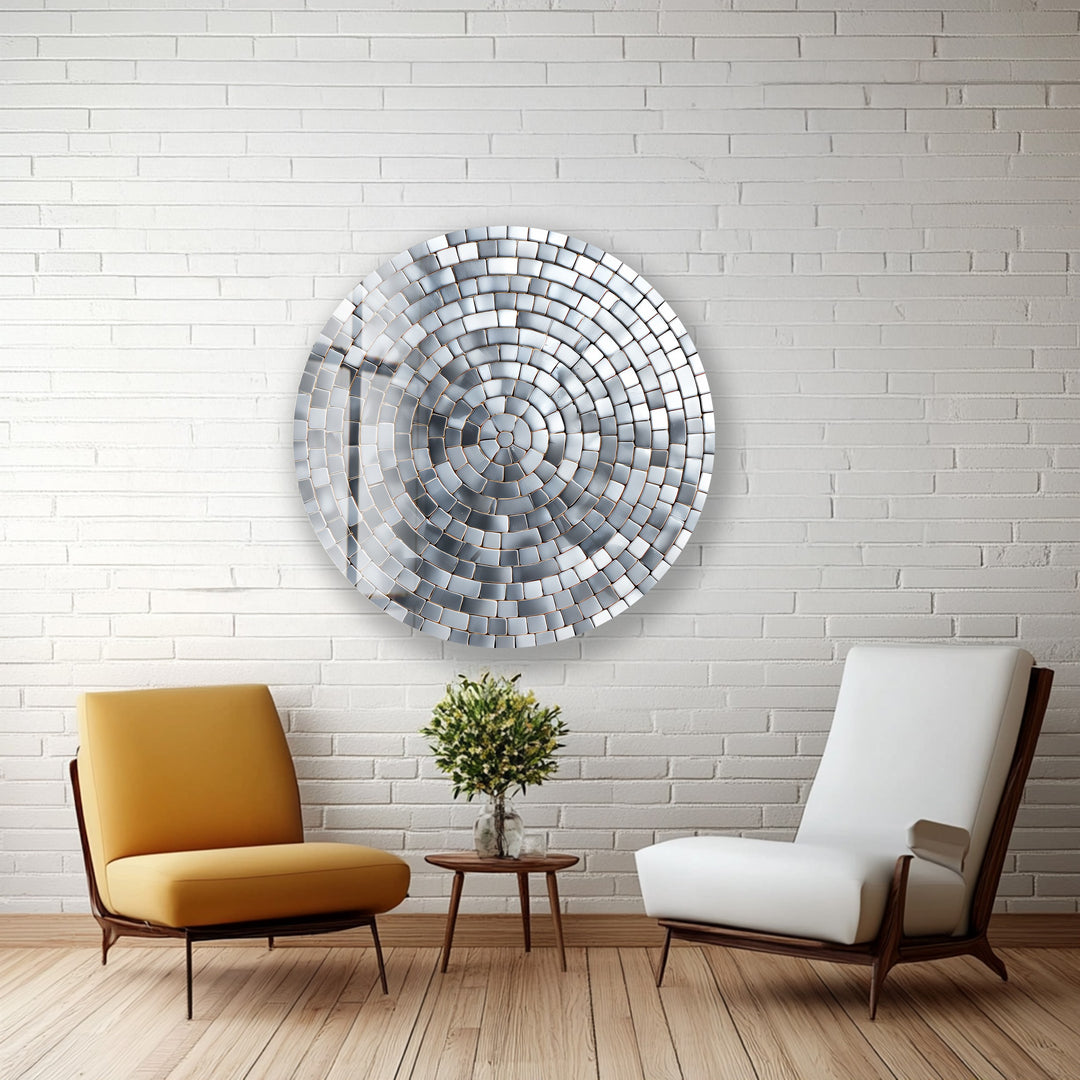 Steel Ripple – Round Glass Wall Art
