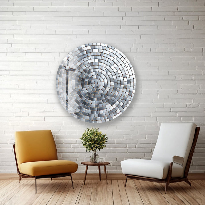 Steel Ripple – Round Glass Wall Art
