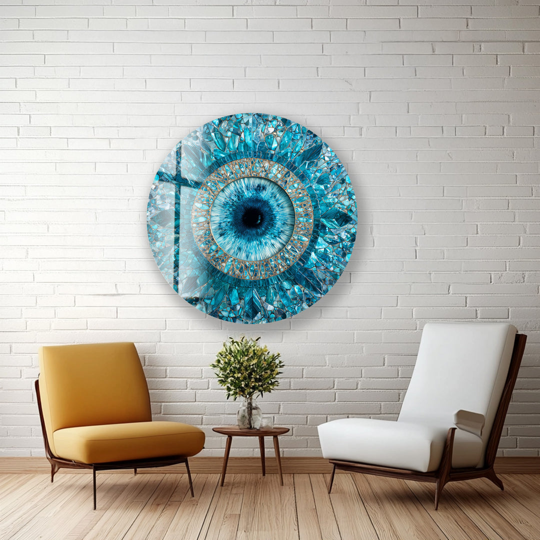 Aqua Vision Mosaic – Round Glass Wall Art