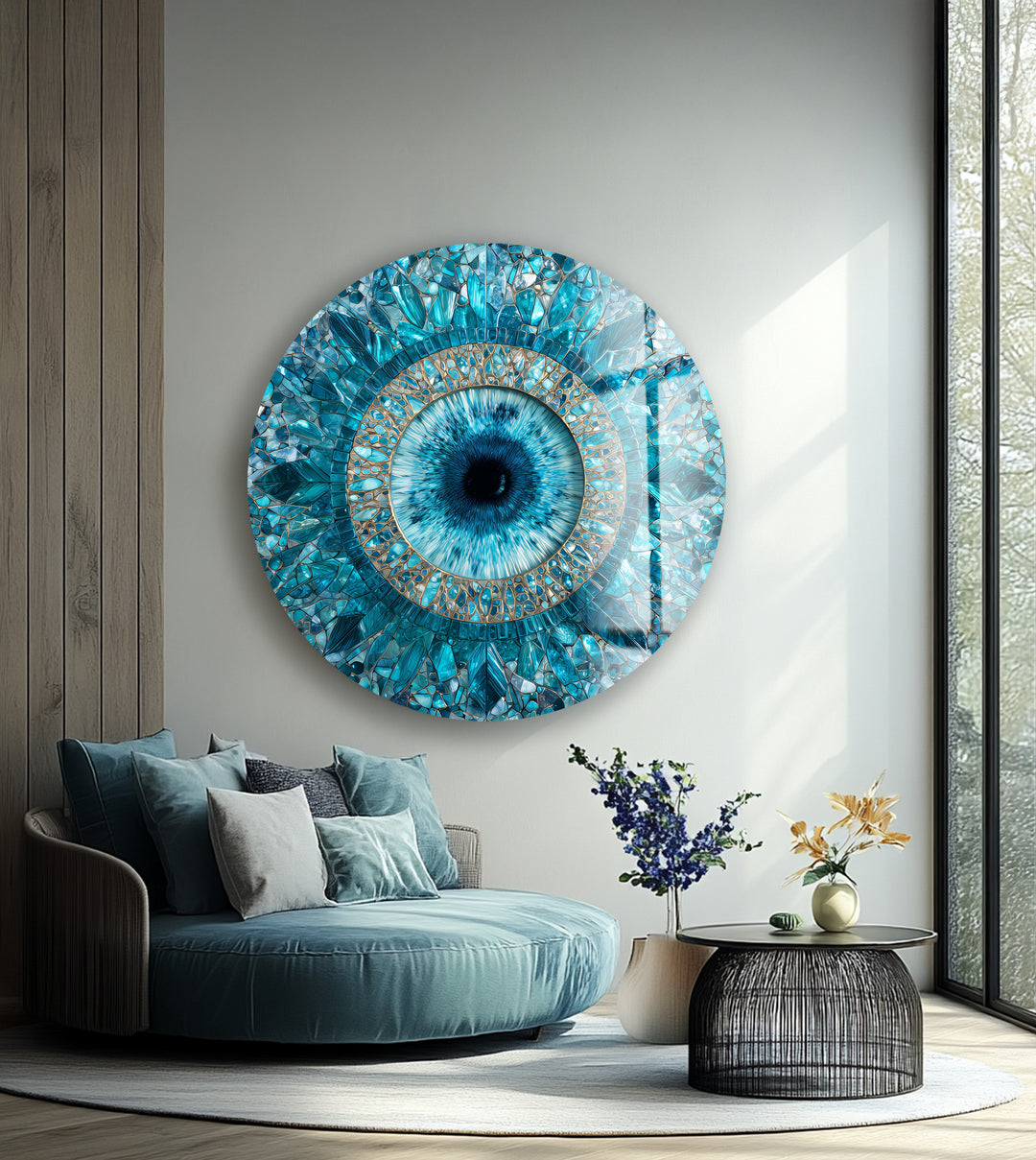 Aqua Vision Mosaic – Round Glass Wall Art