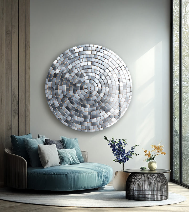 Steel Ripple – Round Glass Wall Art